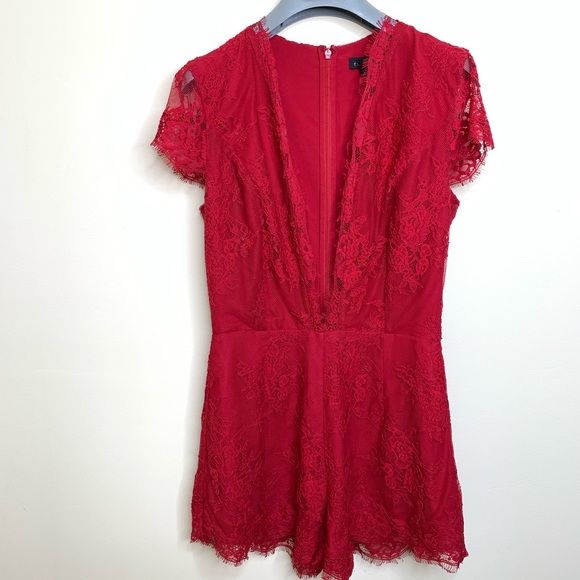 NBD Red Lace Romper sz XS - Picture 2 of 7